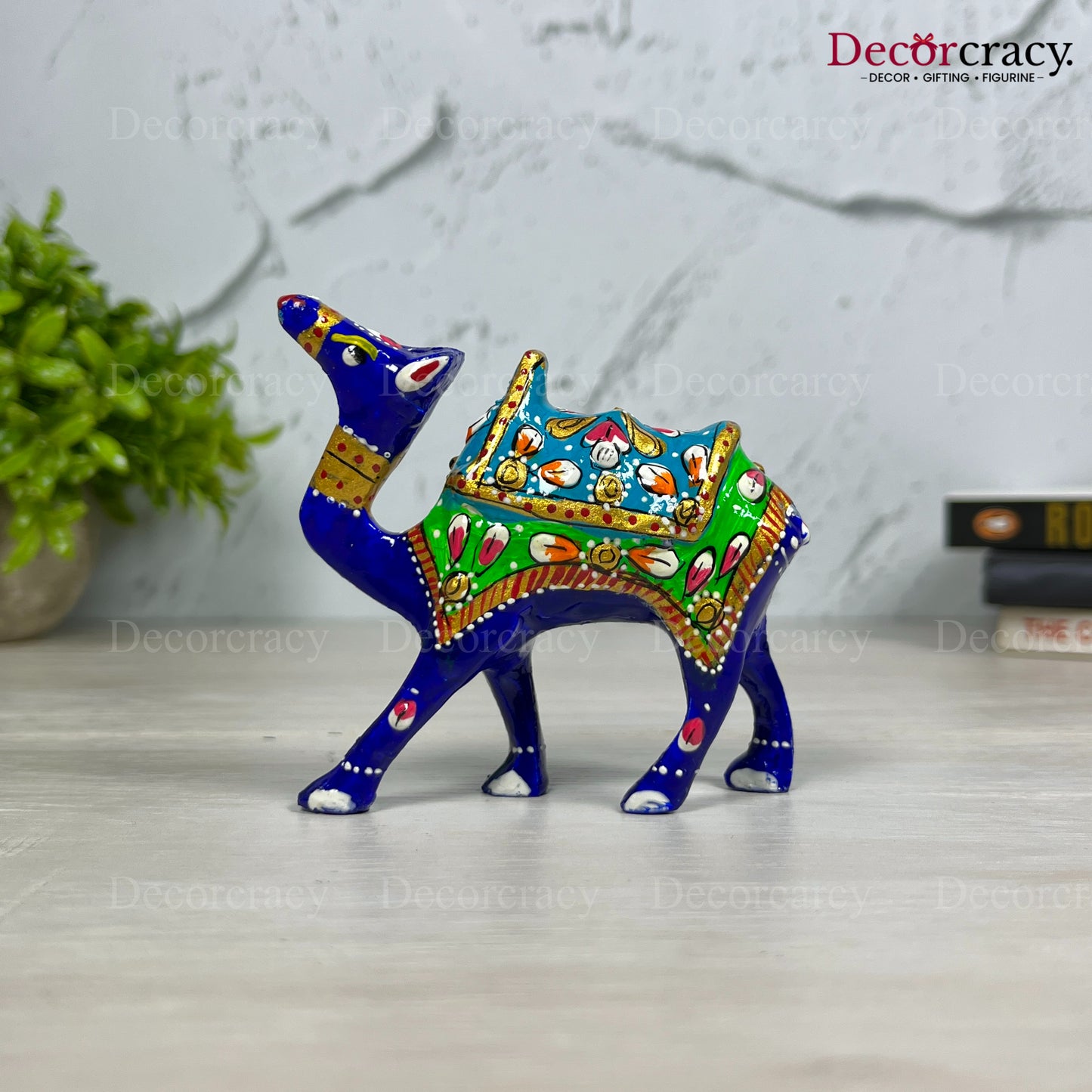 Camel 1Pc Metal Meenakari Art Hand Painted Animal Set Blue/Multi Medium