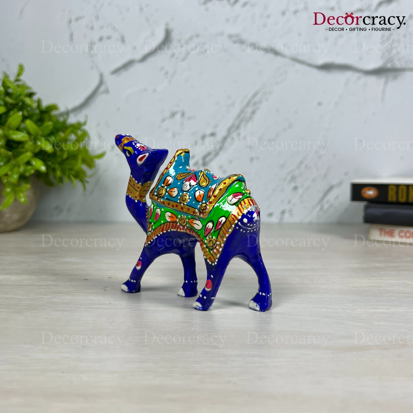 Camel 1Pc Metal Meenakari Art Hand Painted Animal Set Blue/Multi Medium