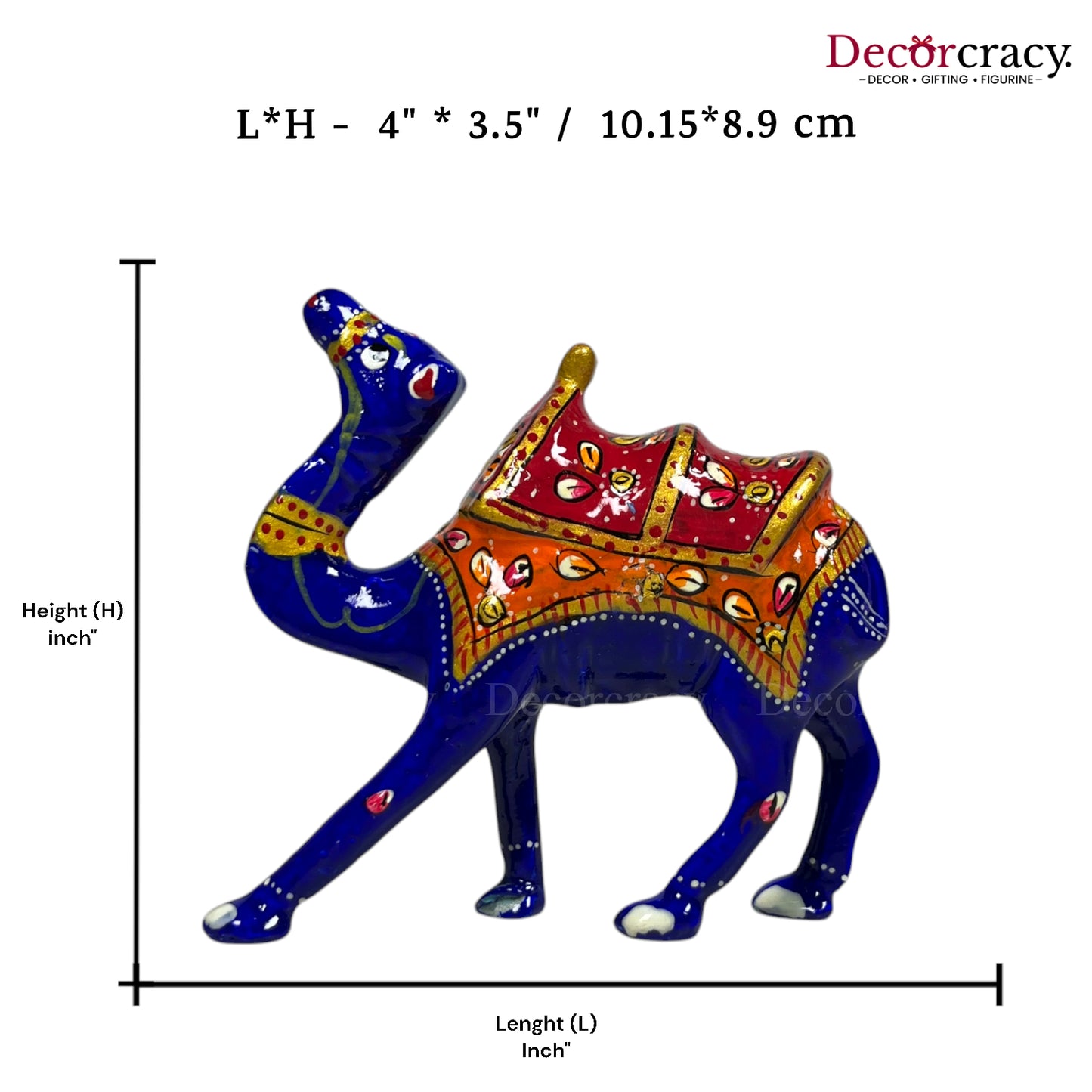 Camel 1Pc Metal Meenakari Art Hand Painted Animal Set Blue/Multi Med2