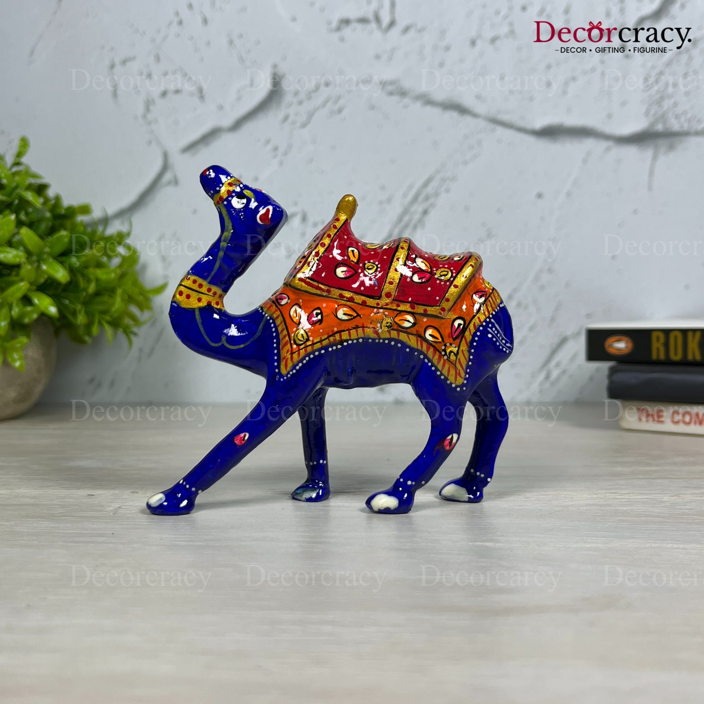 Camel 1Pc Metal Meenakari Art Hand Painted Animal Set Blue/Multi Med2