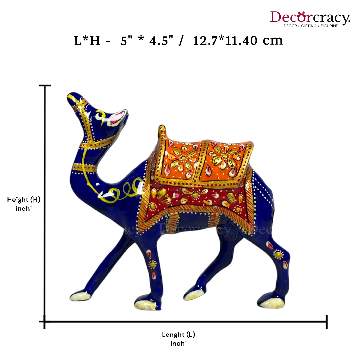 Camel 1Pc Metal Meenakari Art Hand Painted Animal Set Blue/Multi Large