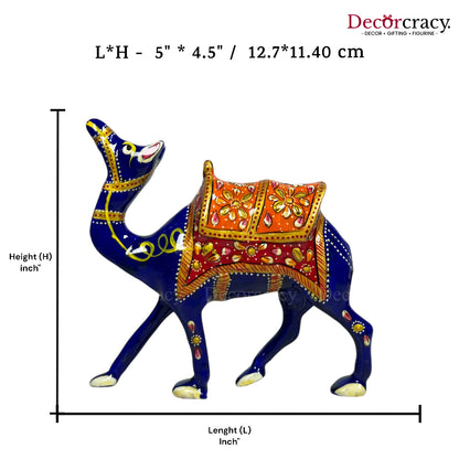 Camel 1Pc Metal Meenakari Art Hand Painted Animal Set Blue/Multi Large