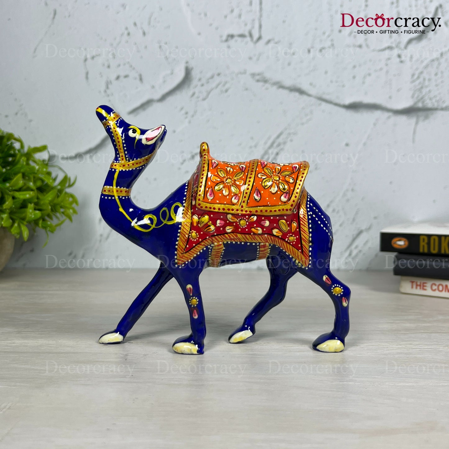 Camel 1Pc Metal Meenakari Art Hand Painted Animal Set Blue/Multi Large