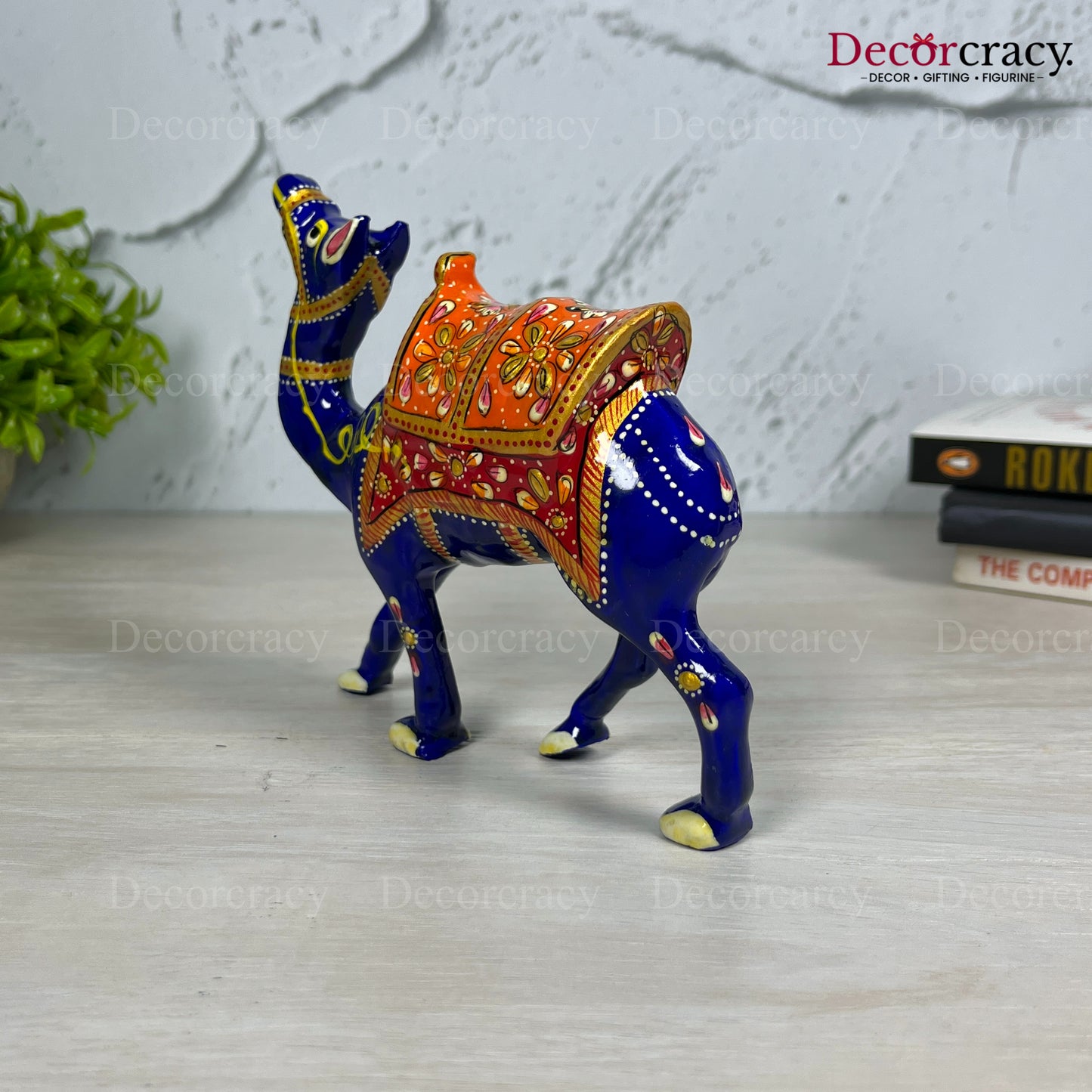 Camel 1Pc Metal Meenakari Art Hand Painted Animal Set Blue/Multi Large