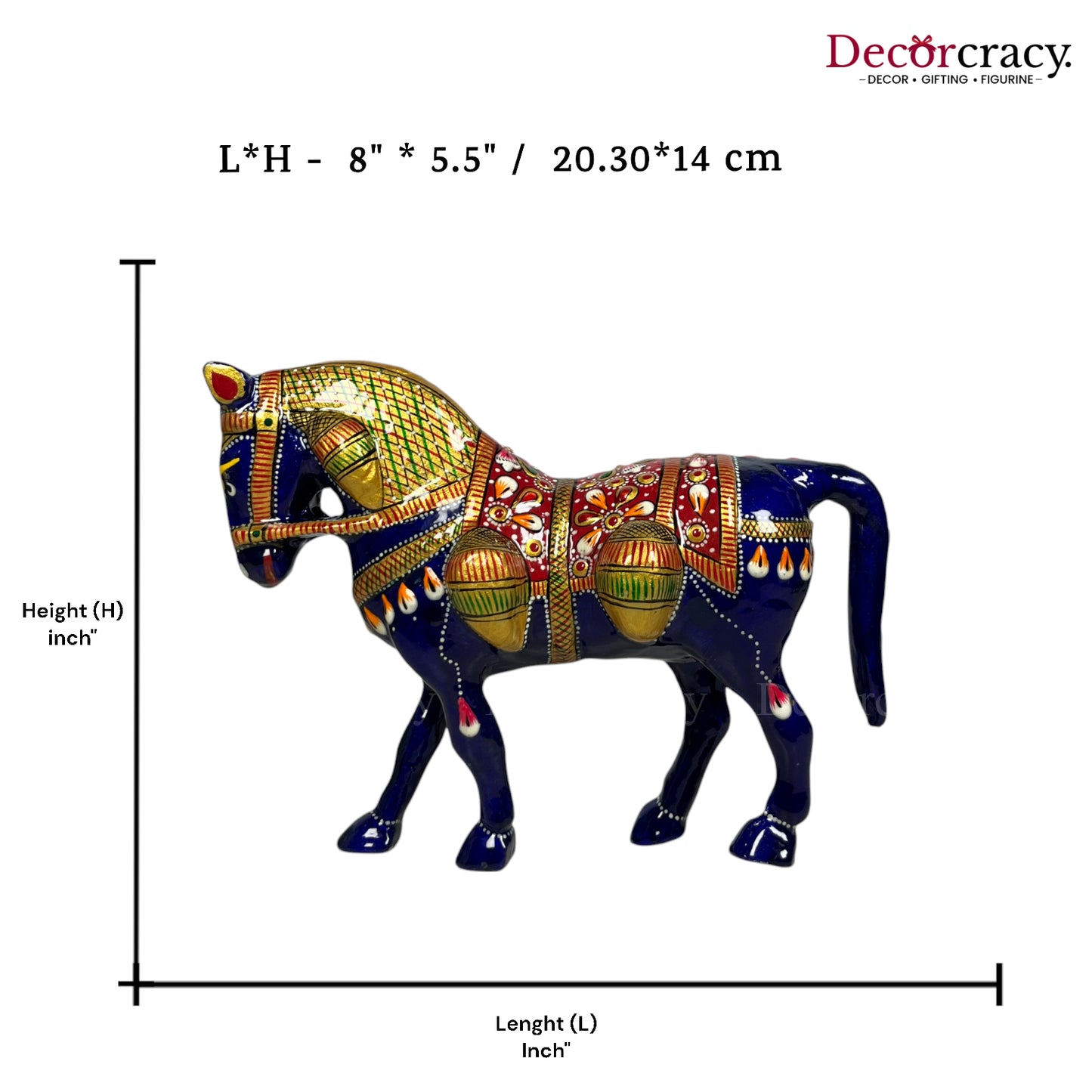 Horse 1Pc Metal Meenakari Art Hand Painted Animal Set Blue/Multi Small