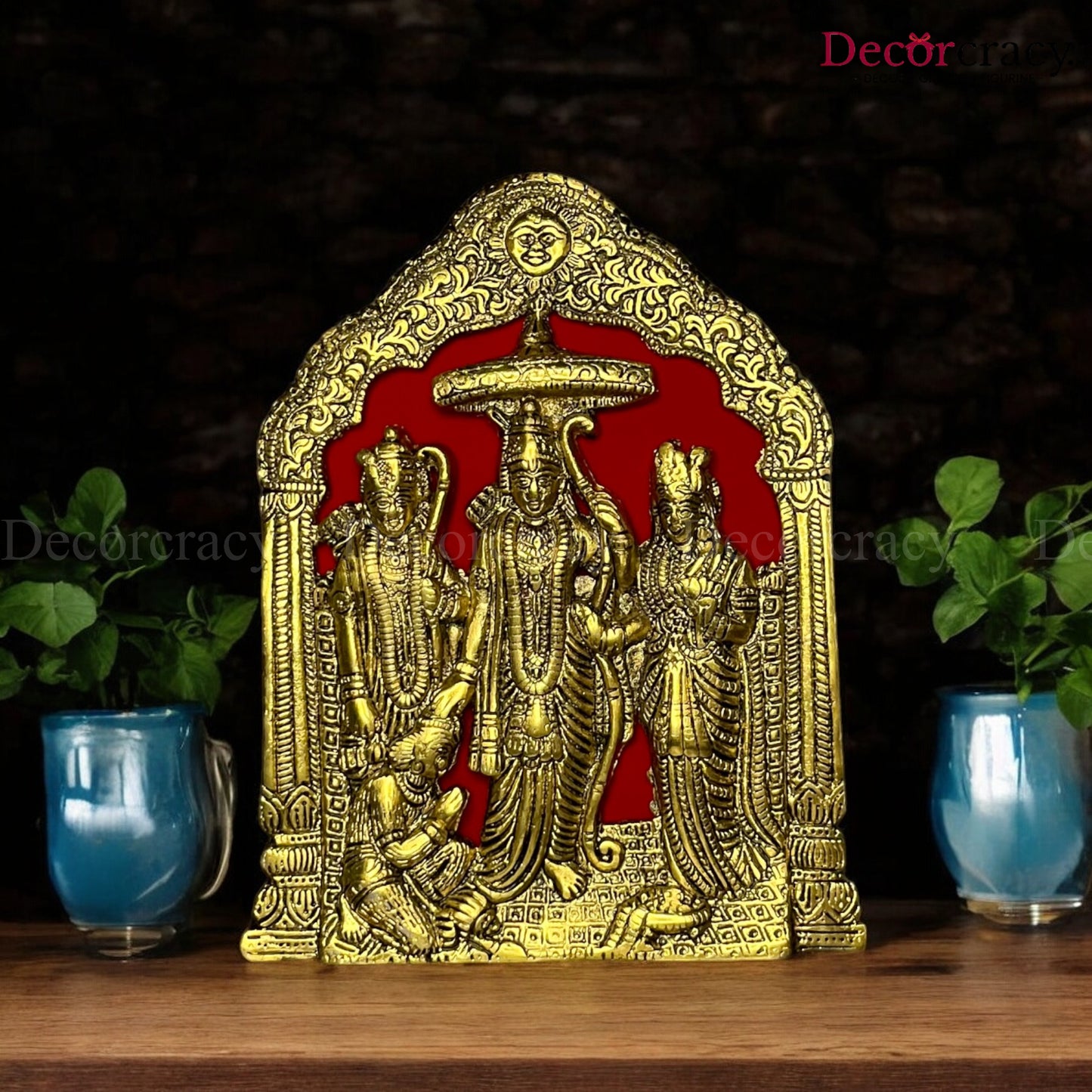 Shree Ram Darbar Frame Wall Hanging Metal golden