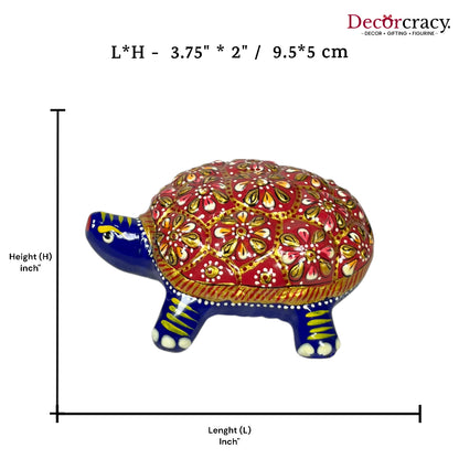 Tortoise 1Pc Metal Meenakari Art Hand Painted Animal Set Blue/Multi Medium