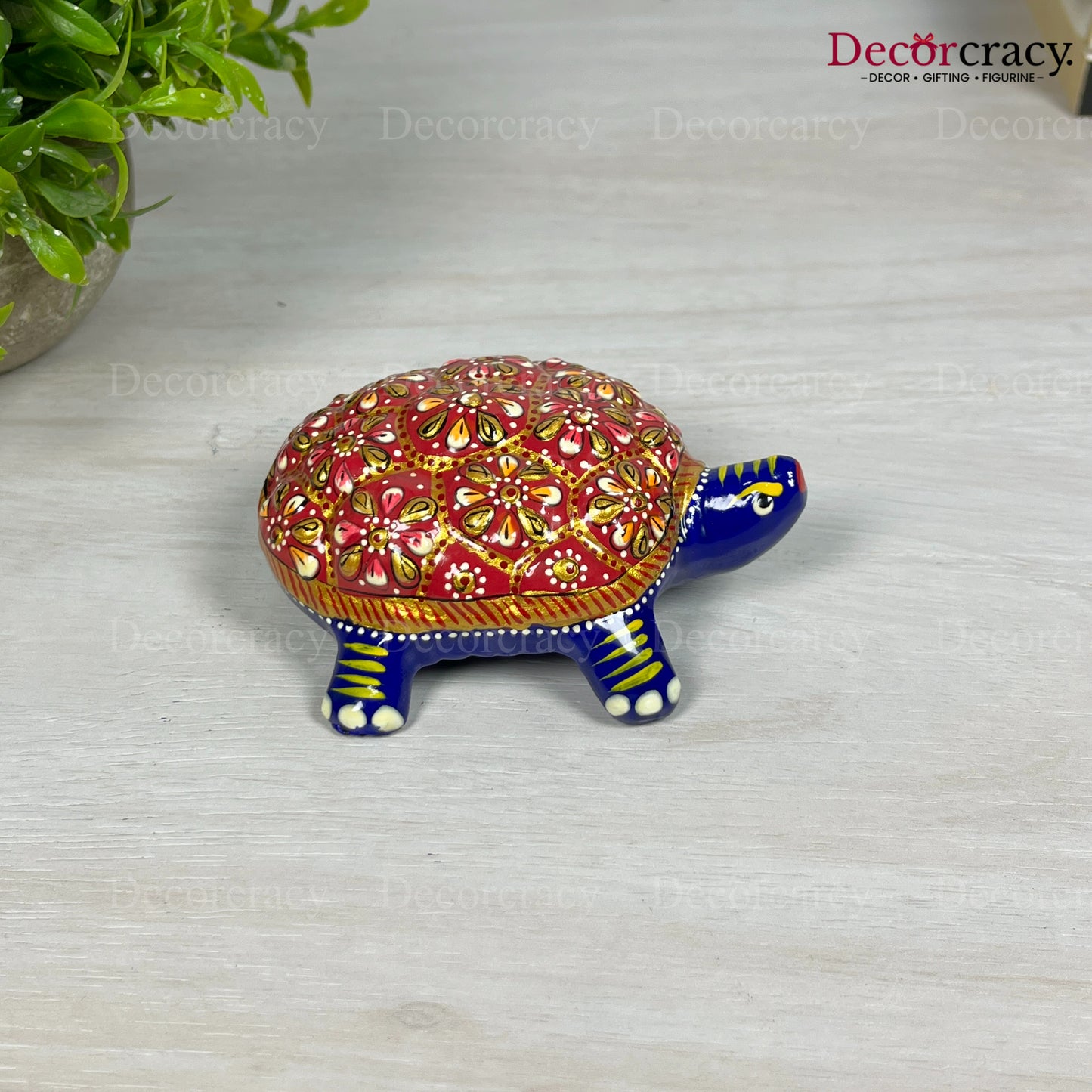 Tortoise 1Pc Metal Meenakari Art Hand Painted Animal Set Blue/Multi Medium
