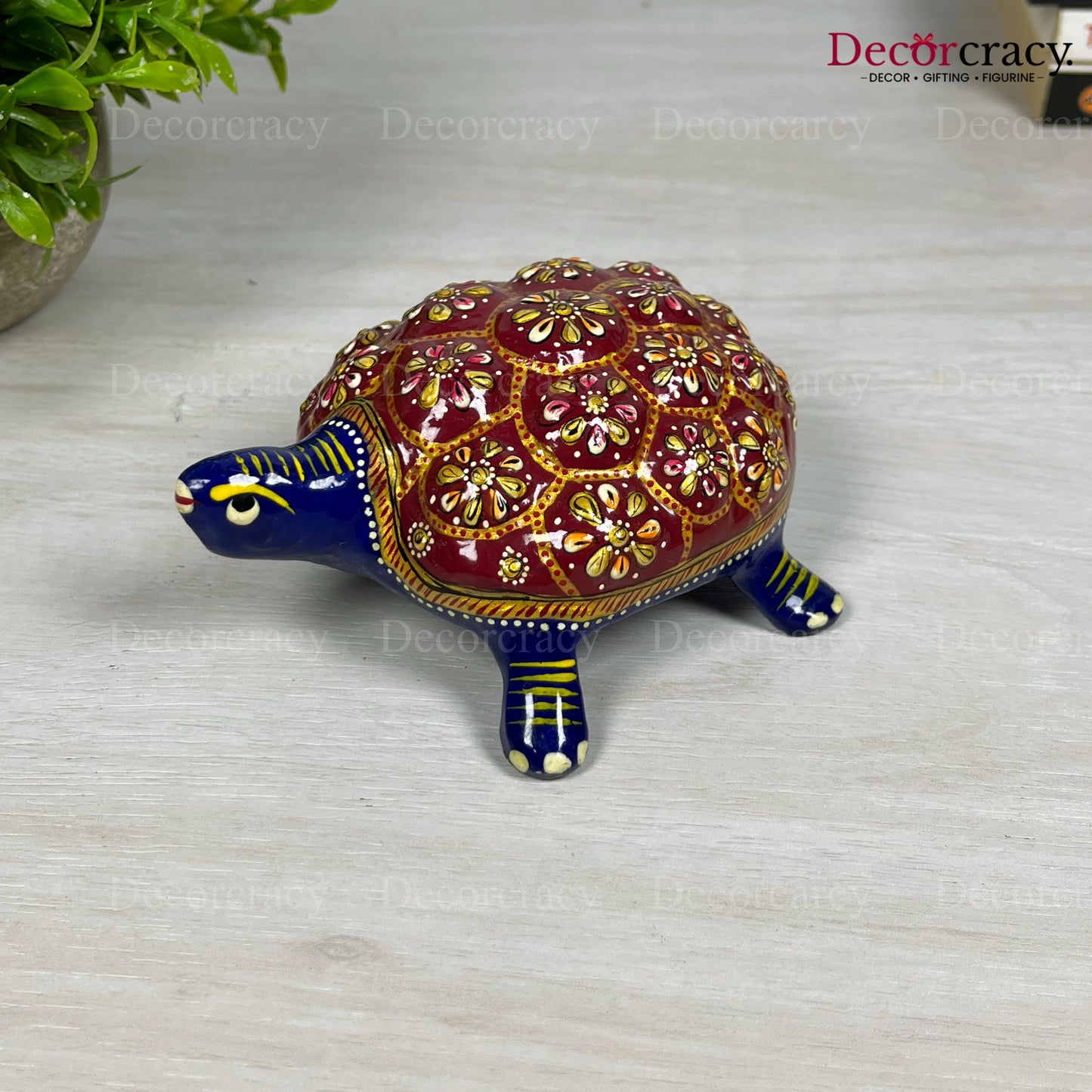 Tortoise 1Pc Metal Meenakari Art Hand Painted Animal Set Blue/Multi Medium
