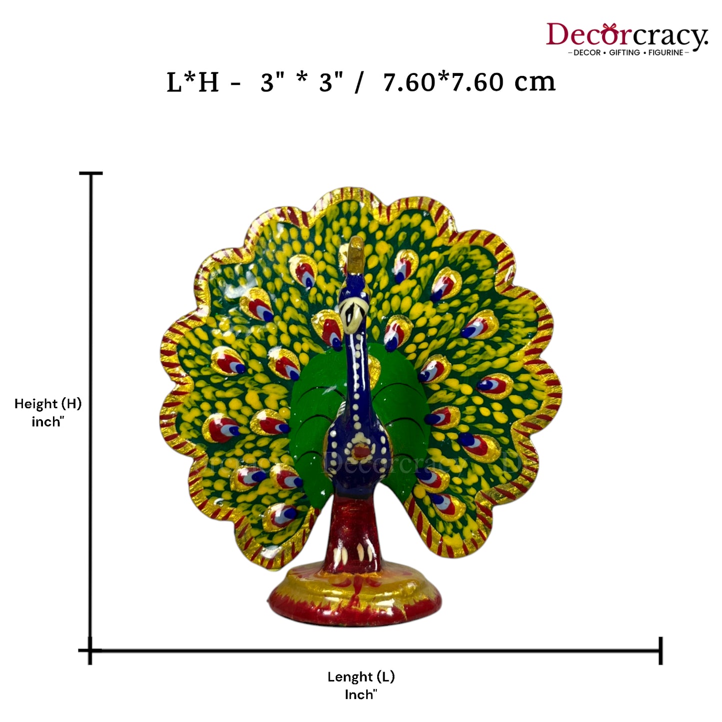 Peacock open 1Pc Metal Meenakari Art Hand Painted Animal Set multicolor Small