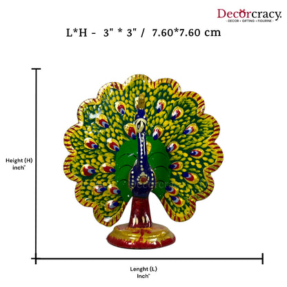 Peacock open 1Pc Metal Meenakari Art Hand Painted Animal Set multicolor Small