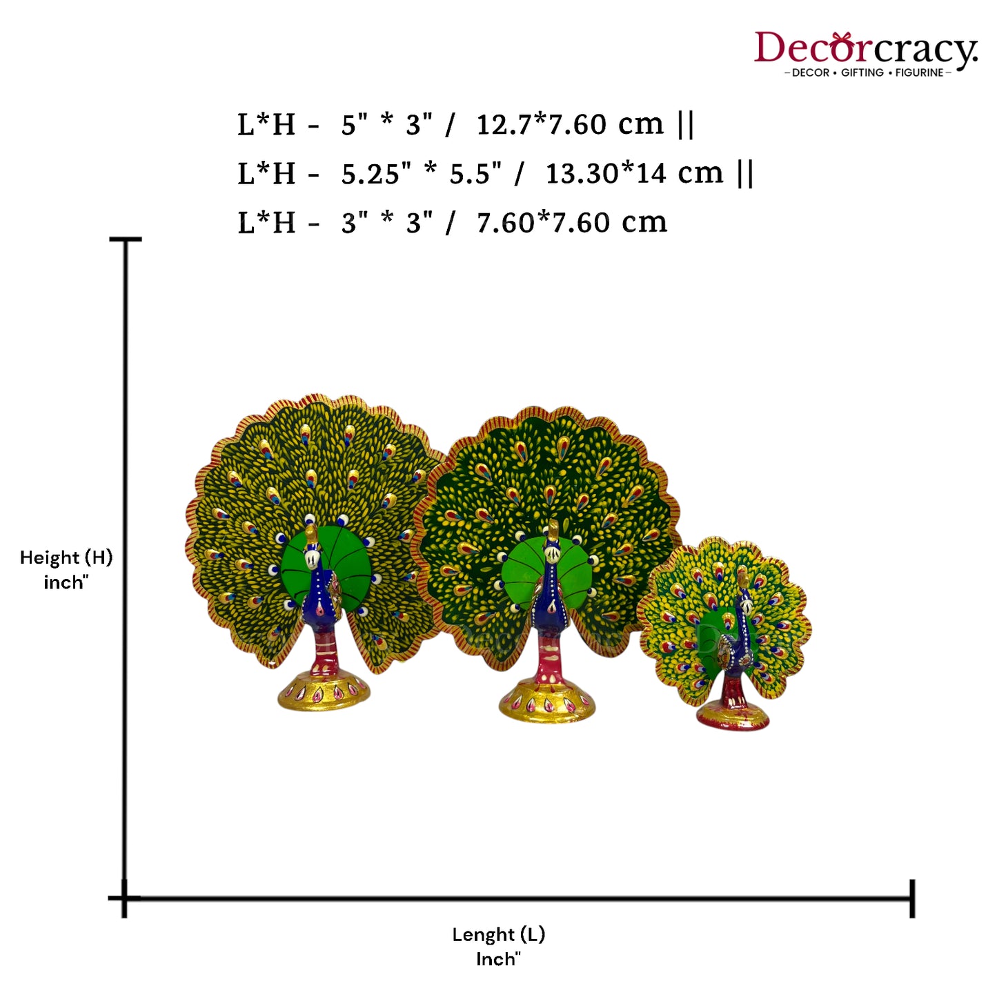 Peacock openPc Metal Meenakari Art Hand Painted Animal Set Multicolor