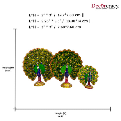 Peacock openPc Metal Meenakari Art Hand Painted Animal Set Multicolor