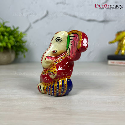 Ganesh Ear Metal Meenakari Art Hand Painted Car Dashboard Idol