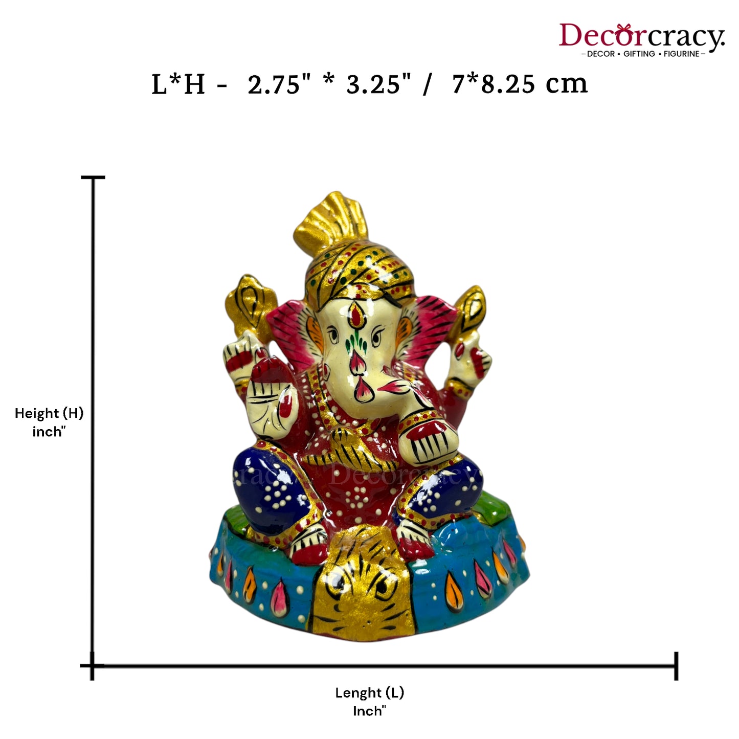 Ganesh Metal Meenakari Art Hand Painted Car Dashboard IdolD1