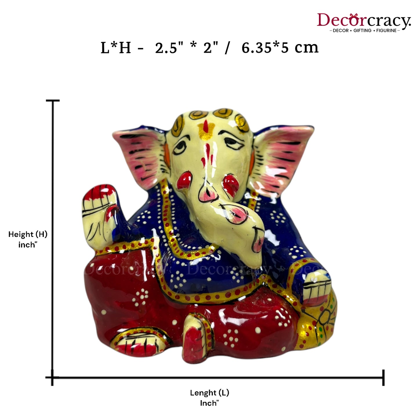 Ganesh Metal Meenakari Art Hand Painted Car Dashboard IdolD2