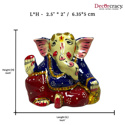 Ganesh Metal Meenakari Art Hand Painted Car Dashboard IdolD2