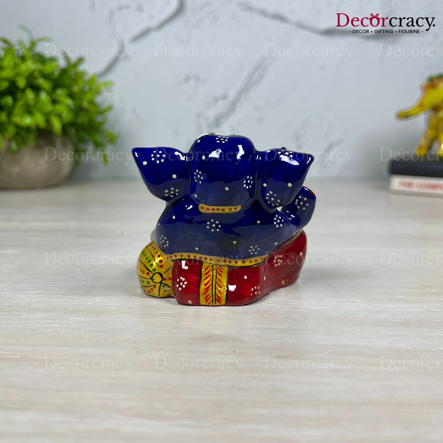 Ganesh Metal Meenakari Art Hand Painted Car Dashboard IdolD2