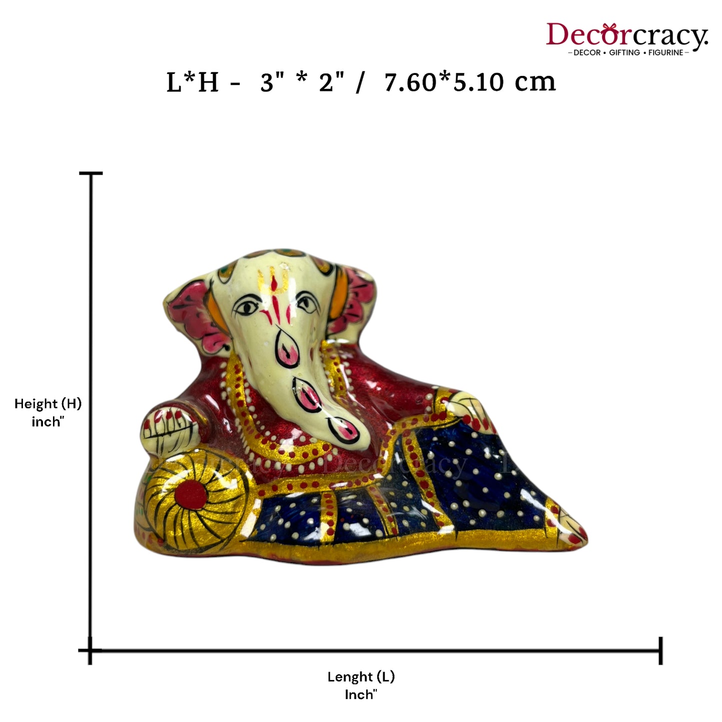 Ganesh Metal Meenakari Art Hand Painted Car Dashboard IdolD3
