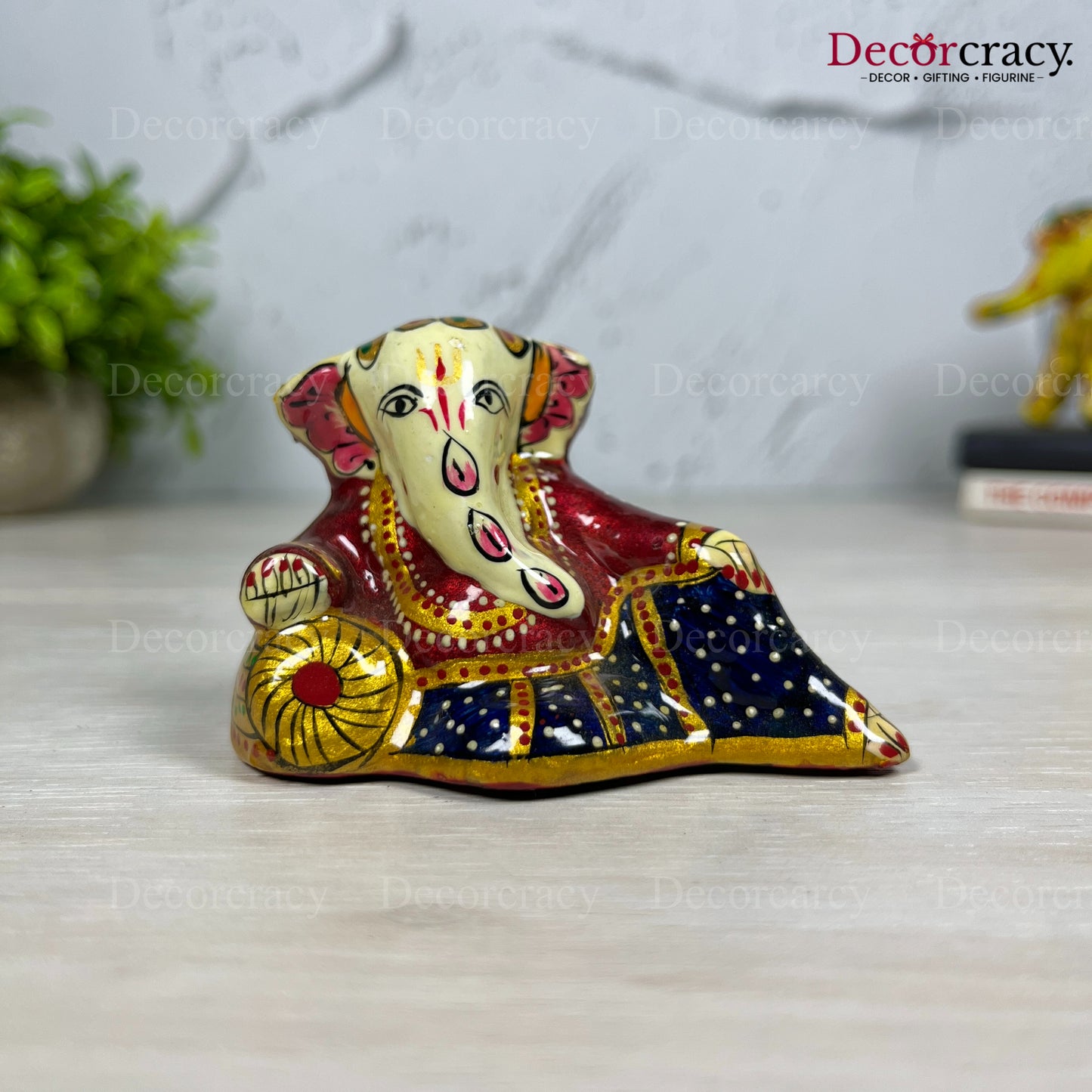 Ganesh Metal Meenakari Art Hand Painted Car Dashboard IdolD3