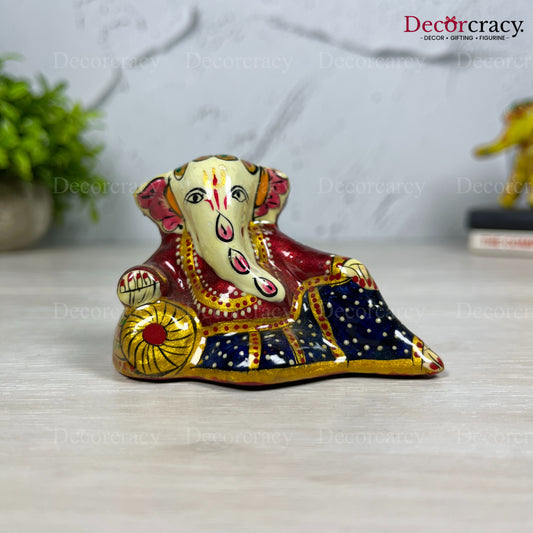 Ganesh Metal Meenakari Art Hand Painted Car Dashboard IdolD3