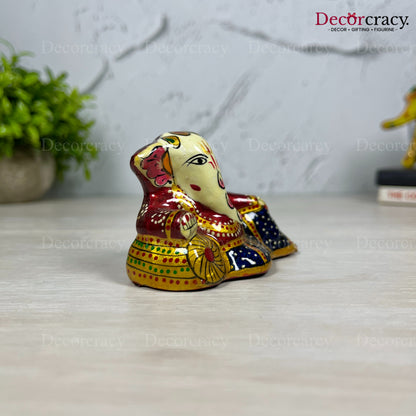 Ganesh Metal Meenakari Art Hand Painted Car Dashboard IdolD3