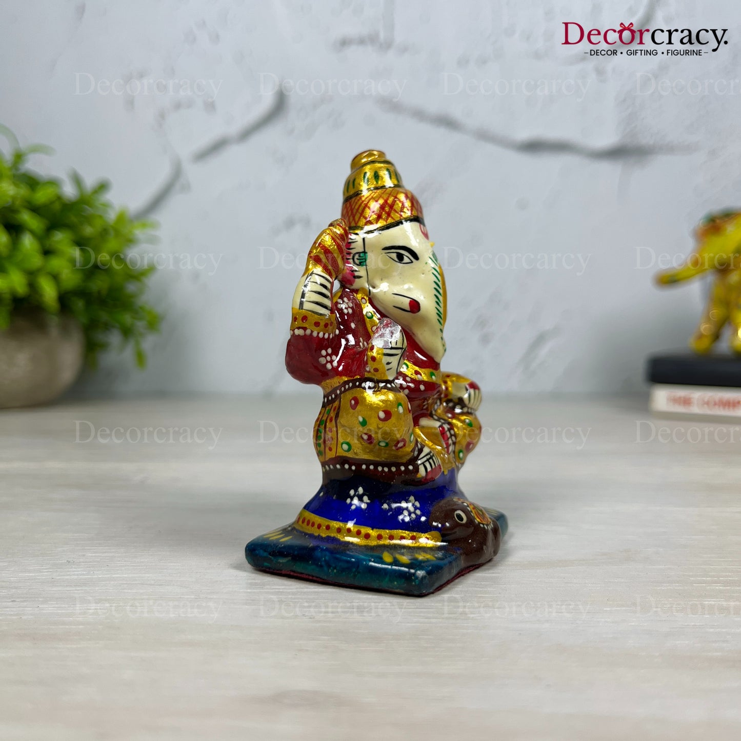 Ganesh Metal Meenakari Art Hand Painted Car Dashboard IdolD4