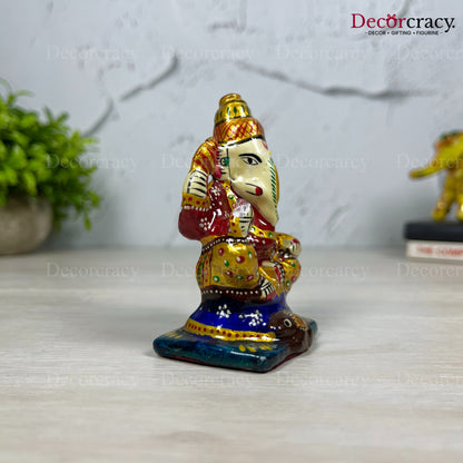 Ganesh Metal Meenakari Art Hand Painted Car Dashboard IdolD4