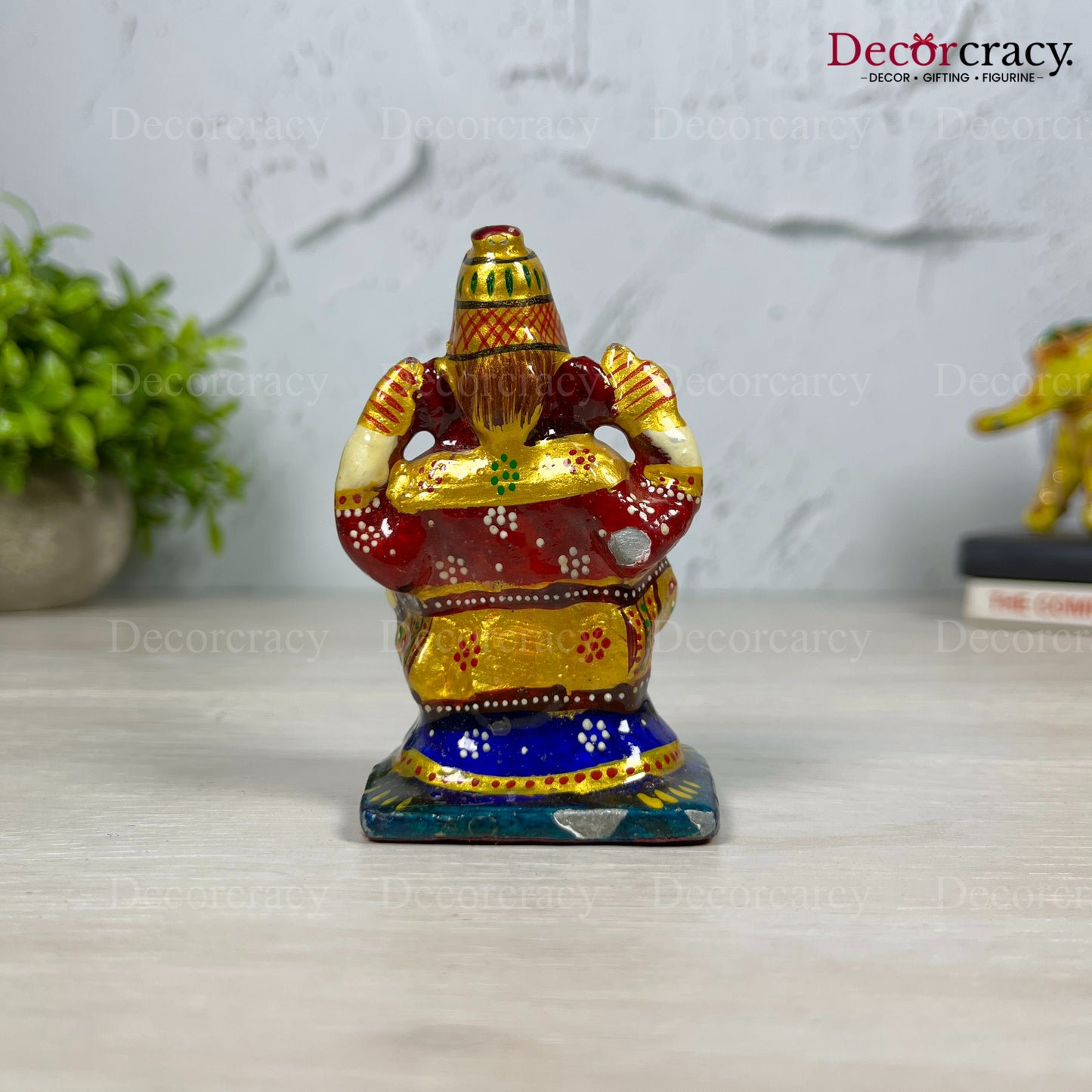 Ganesh Metal Meenakari Art Hand Painted Car Dashboard IdolD4