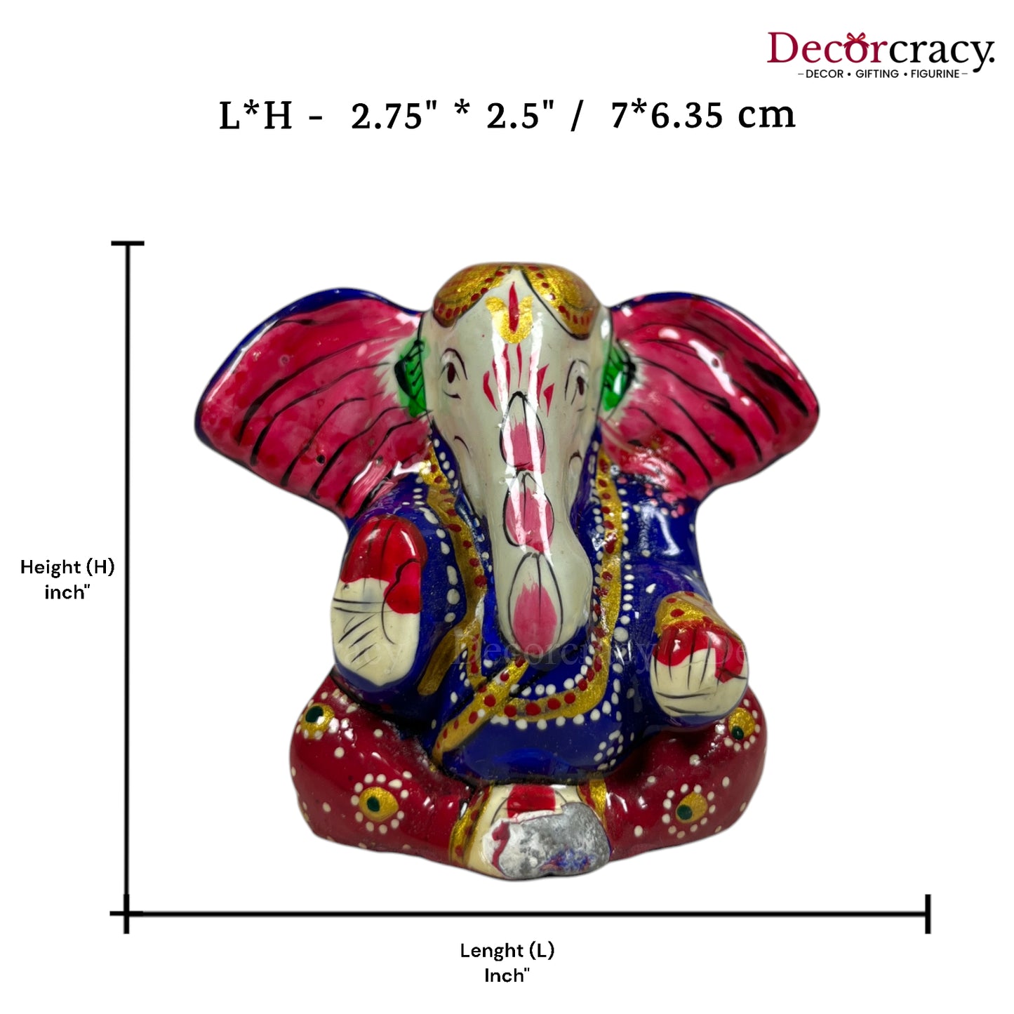 Ganesh Ear Metal Meenakari Art Hand Painted Car Dashboard Idol