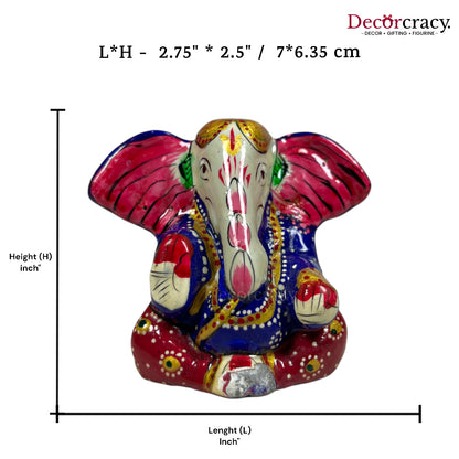 Ganesh Ear Metal Meenakari Art Hand Painted Car Dashboard Idol