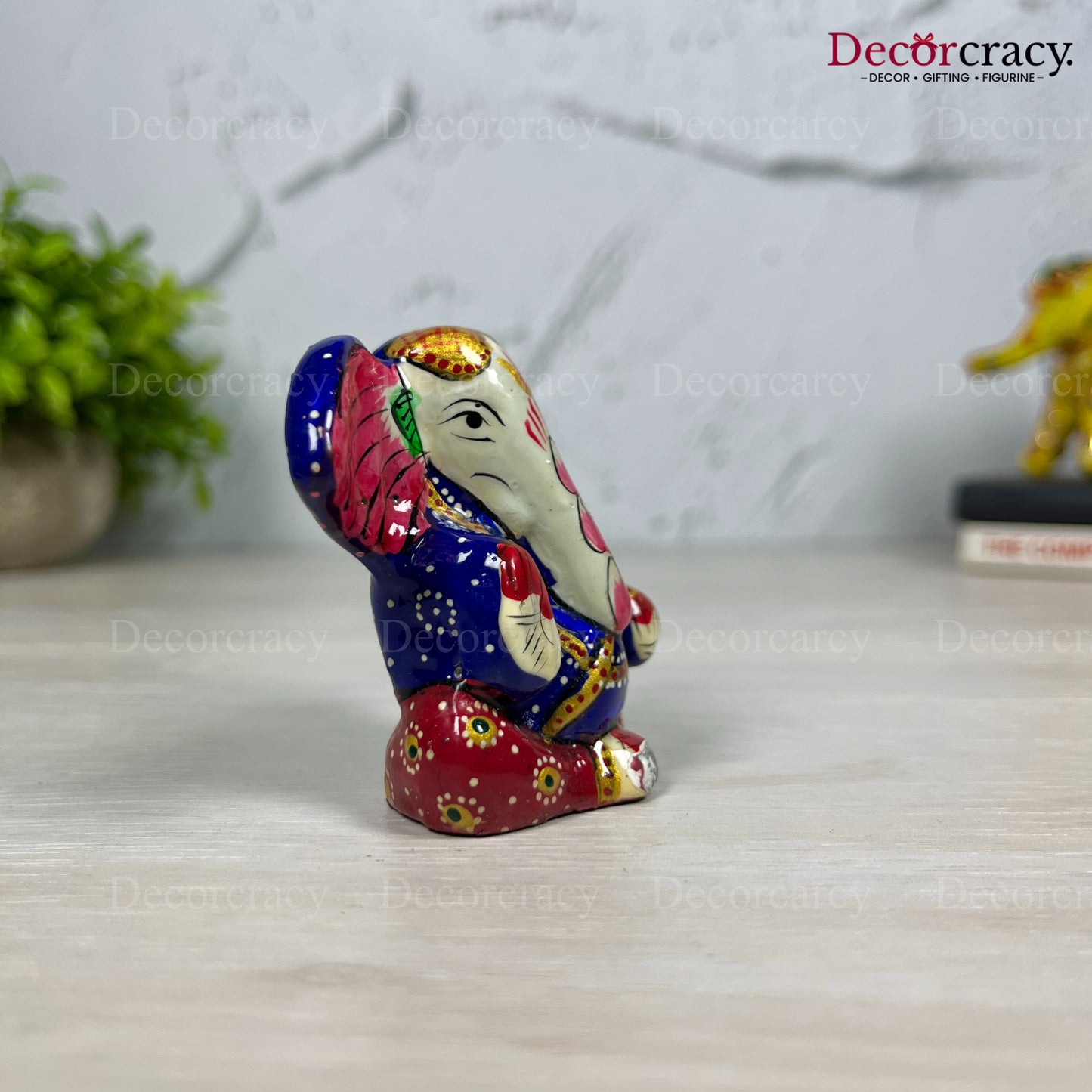Ganesh Ear Metal Meenakari Art Hand Painted Car Dashboard Idol