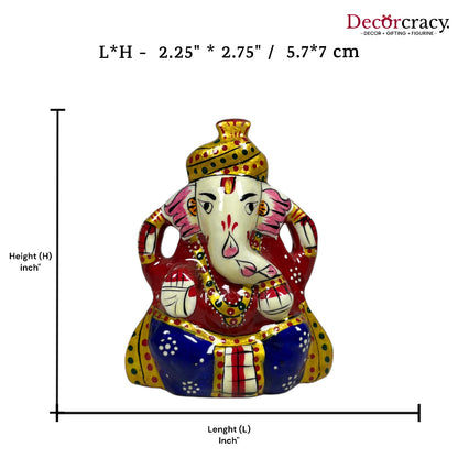 Ganesh Metal Meenakari Art Hand Painted Car Dashboard Idol