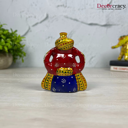 Ganesh Metal Meenakari Art Hand Painted Car Dashboard Idol
