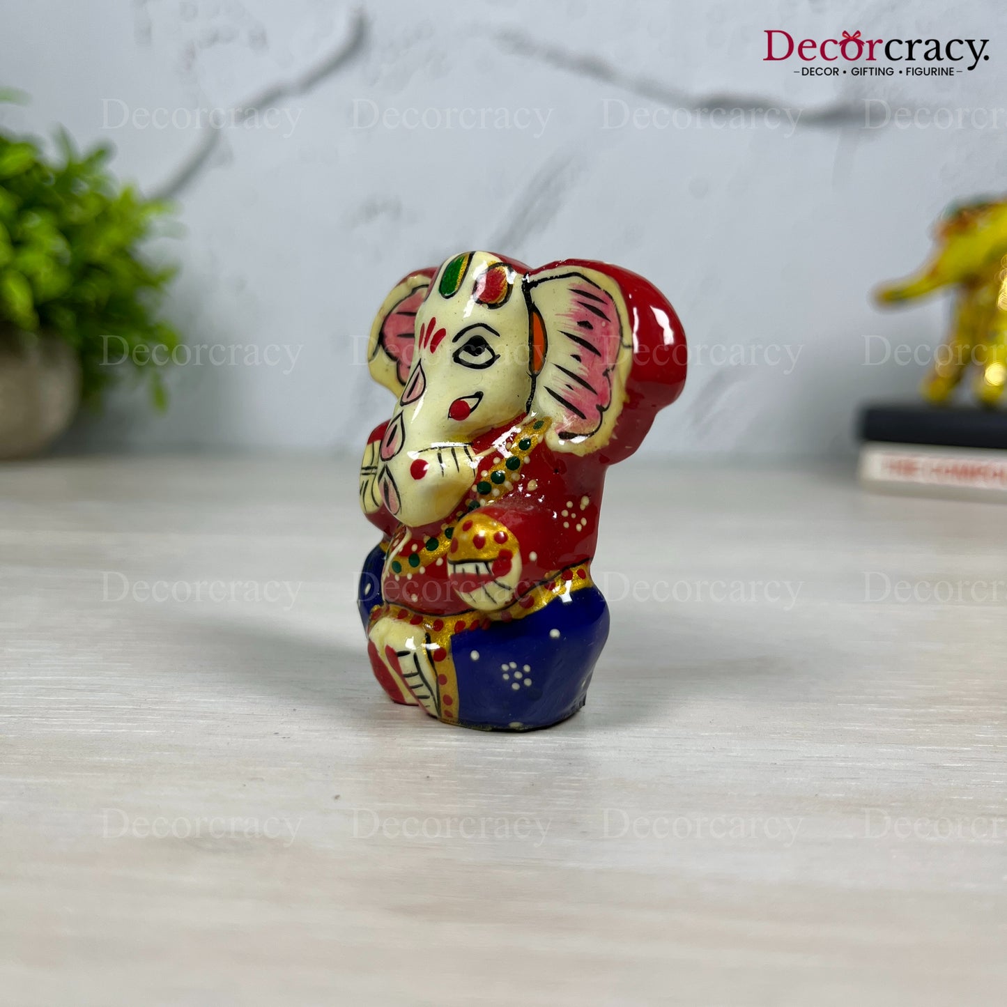 Ganesh Ear Metal Meenakari Art Hand Painted Car Dashboard Idol