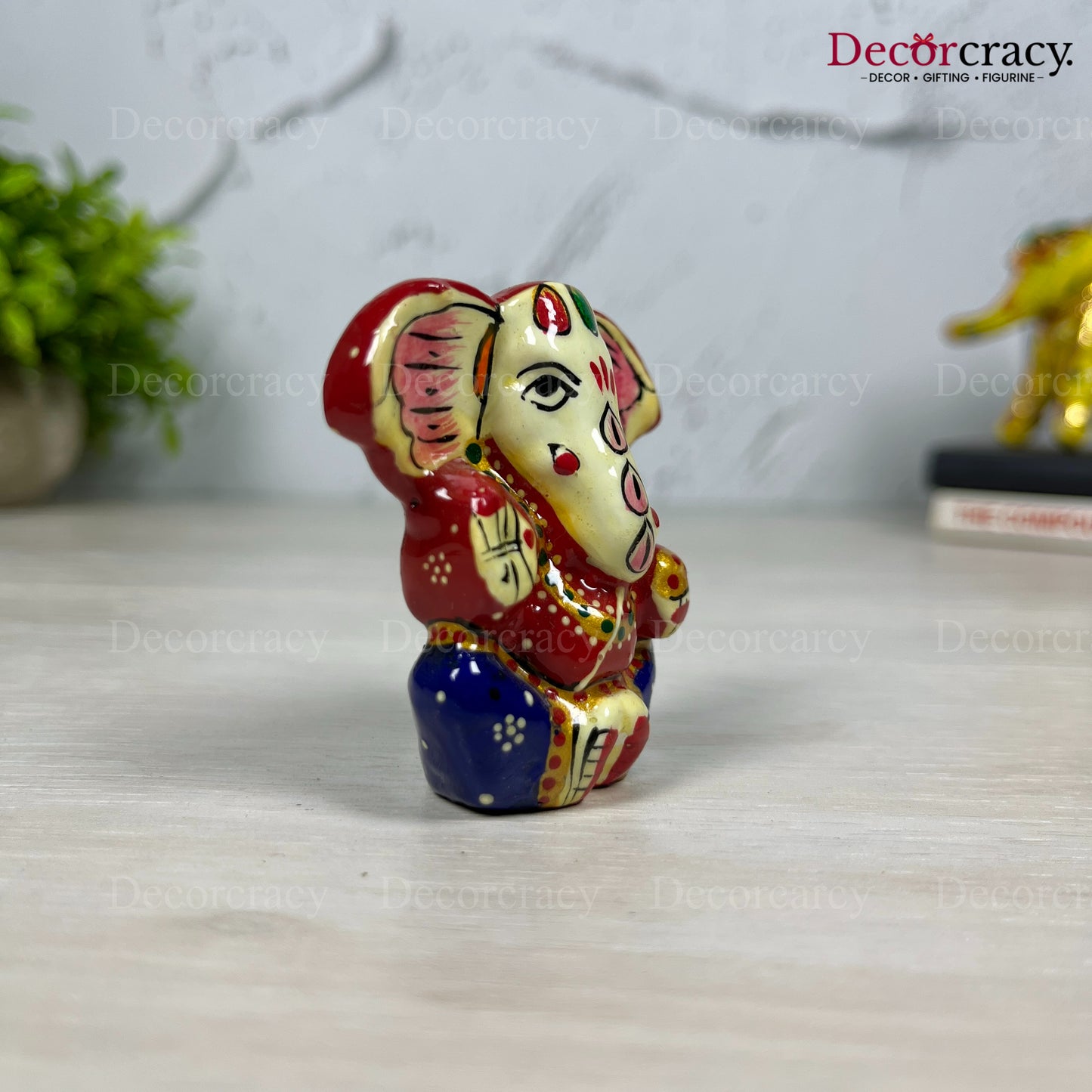 Ganesh Ear Metal Meenakari Art Hand Painted Car Dashboard Idol