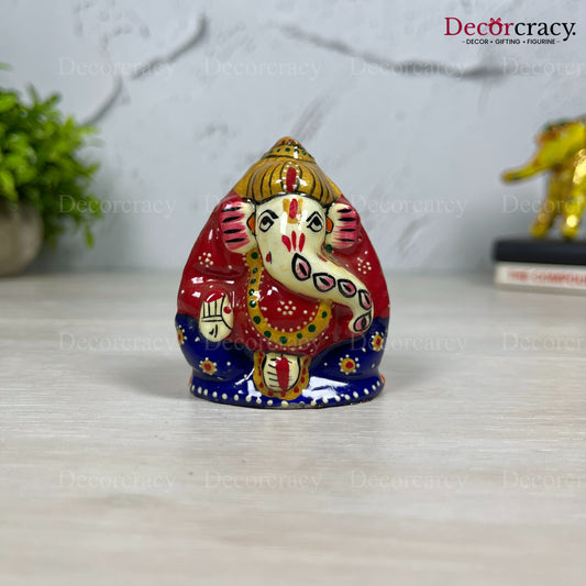 Ganesh Metal Meenakari Art Hand Painted Car Dashboard IdolD5