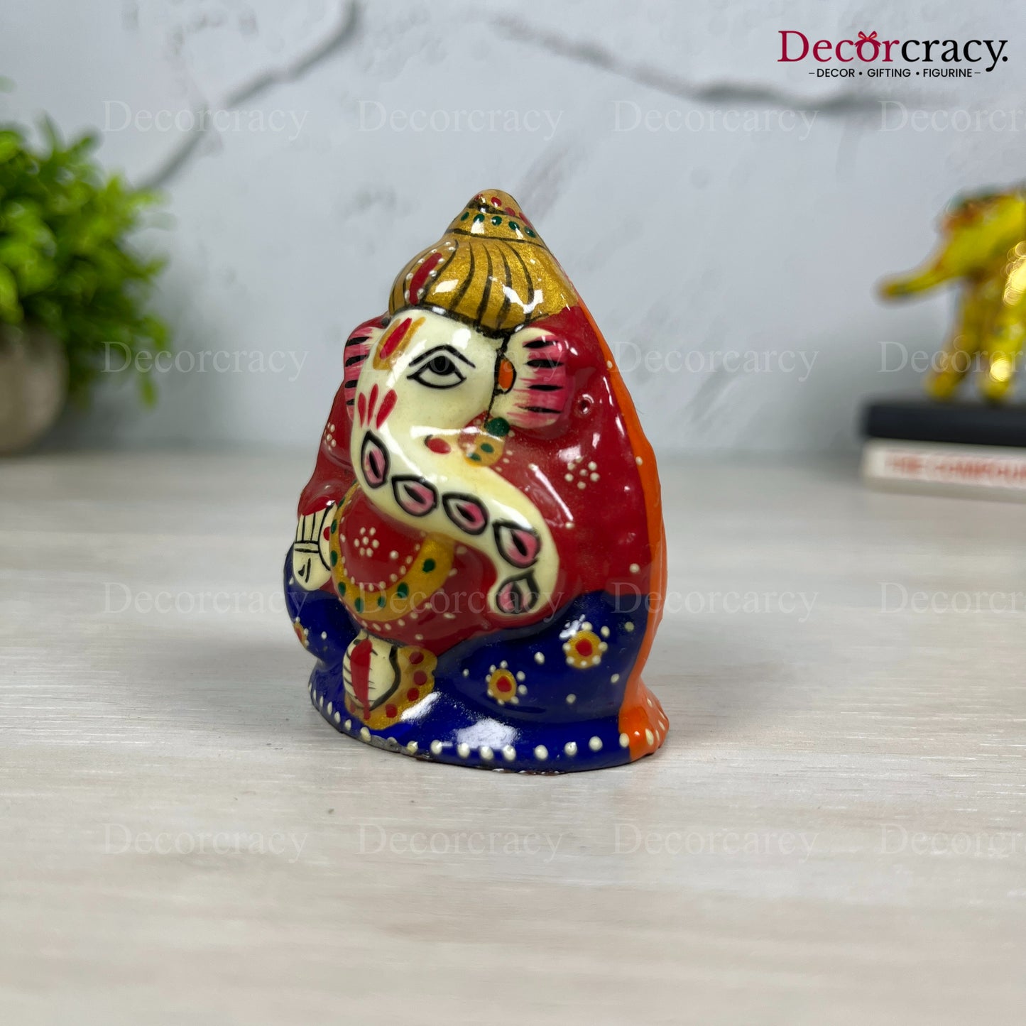Ganesh Metal Meenakari Art Hand Painted Car Dashboard IdolD5