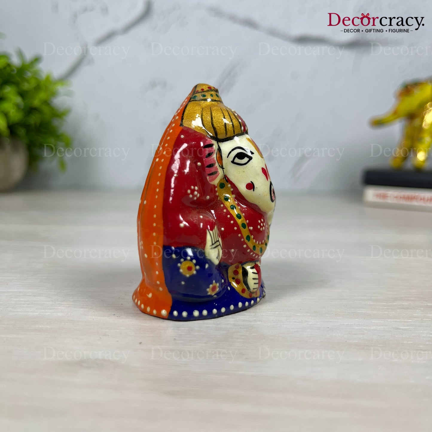 Ganesh Metal Meenakari Art Hand Painted Car Dashboard IdolD5