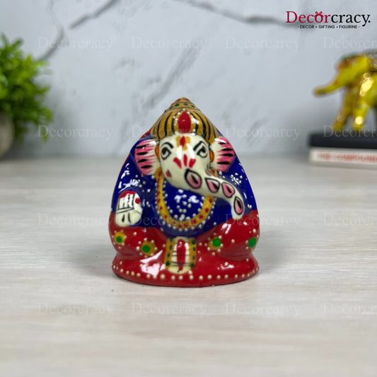 Ganesh Metal Meenakari Art Hand Painted Car Dashboard IdolD6