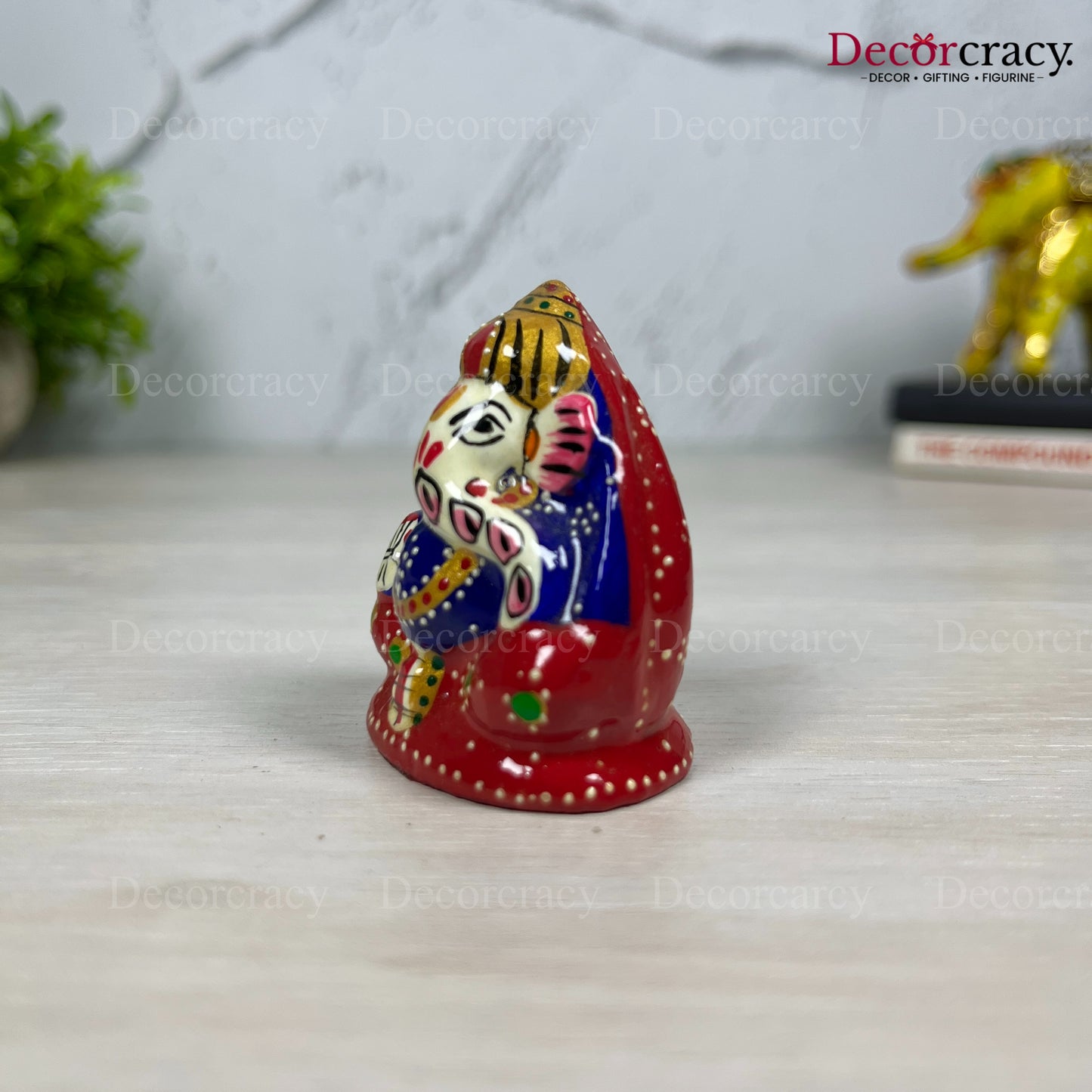 Ganesh Metal Meenakari Art Hand Painted Car Dashboard IdolD6