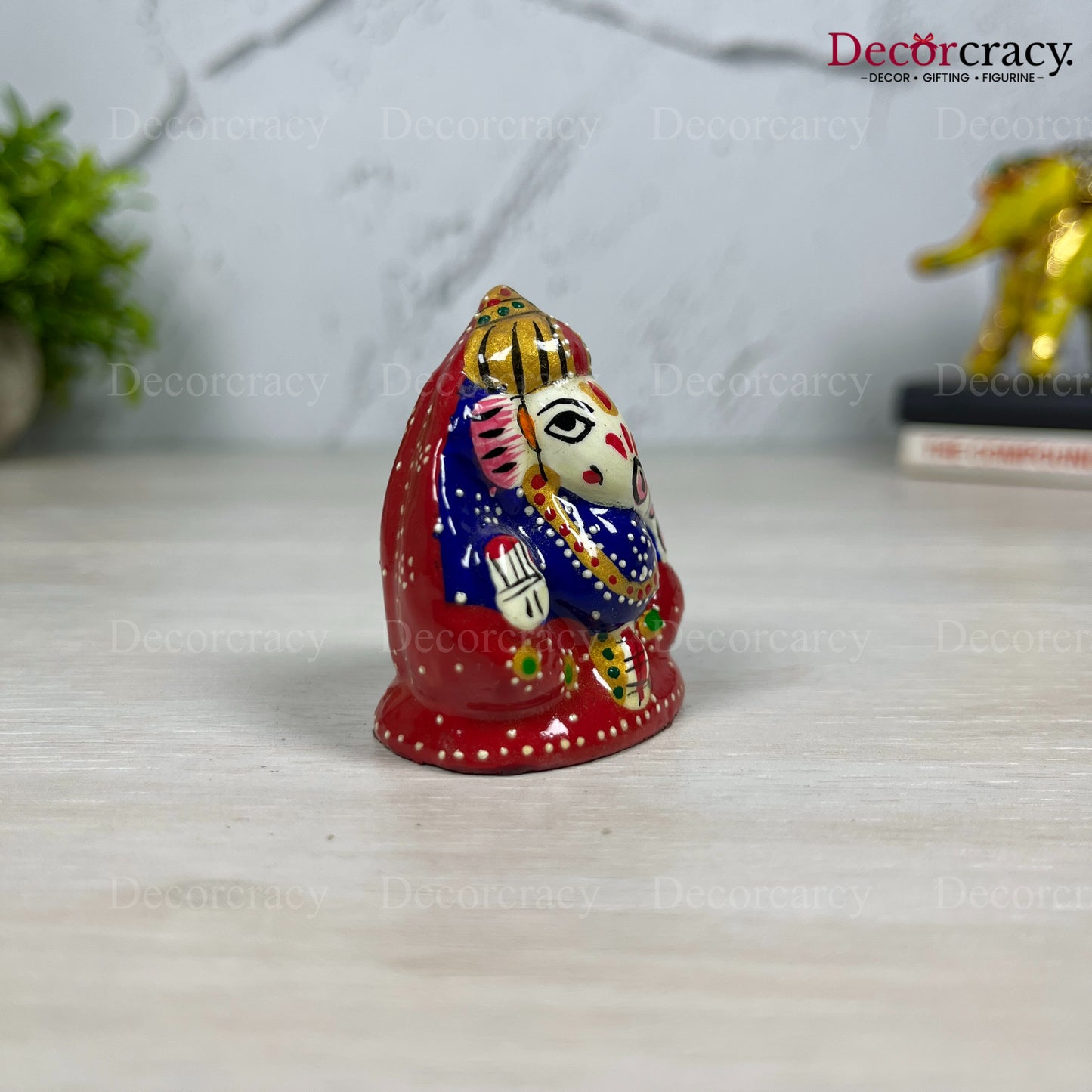 Ganesh Metal Meenakari Art Hand Painted Car Dashboard IdolD6