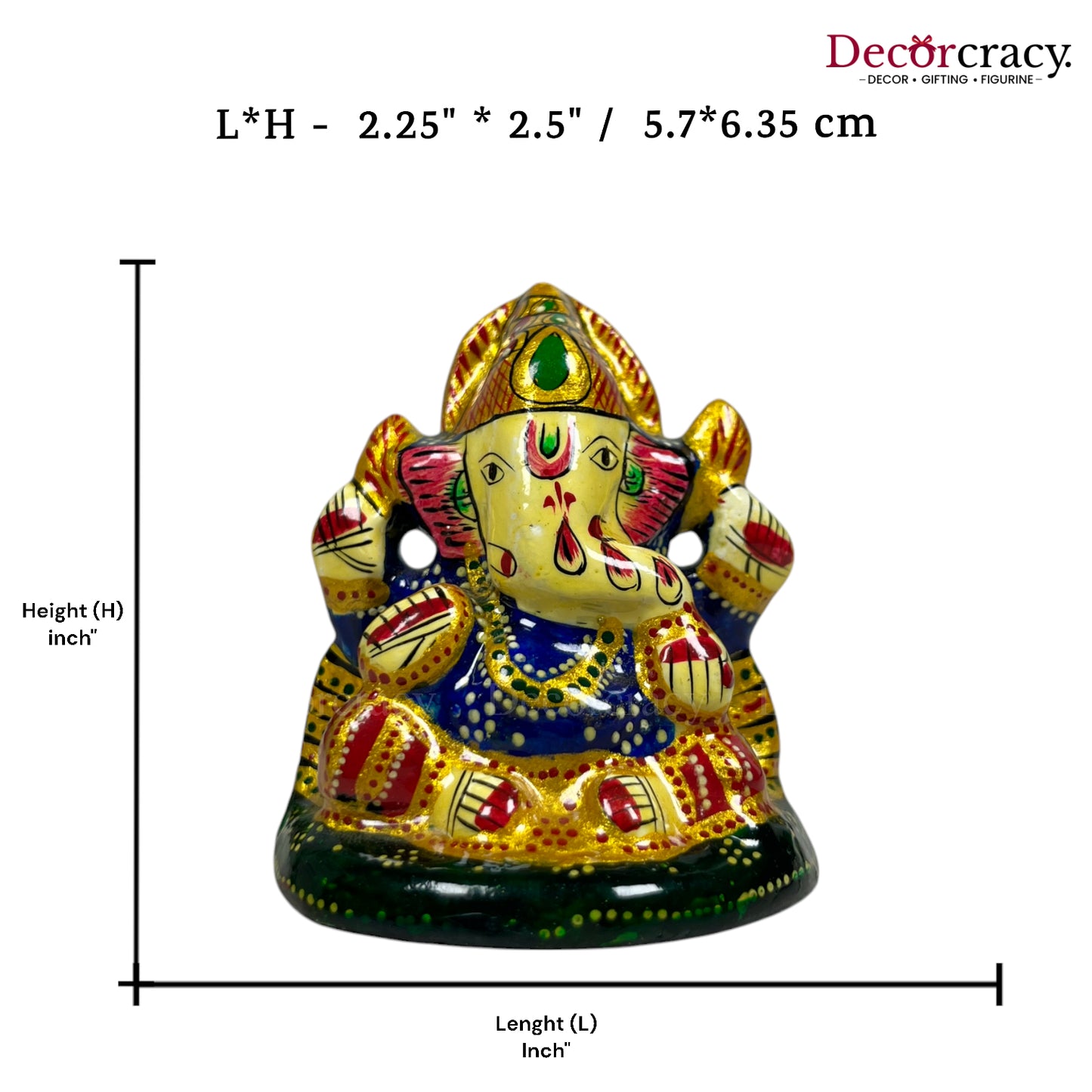 Ganesh Metal Meenakari Art Hand Painted Car Dashboard IdolD7