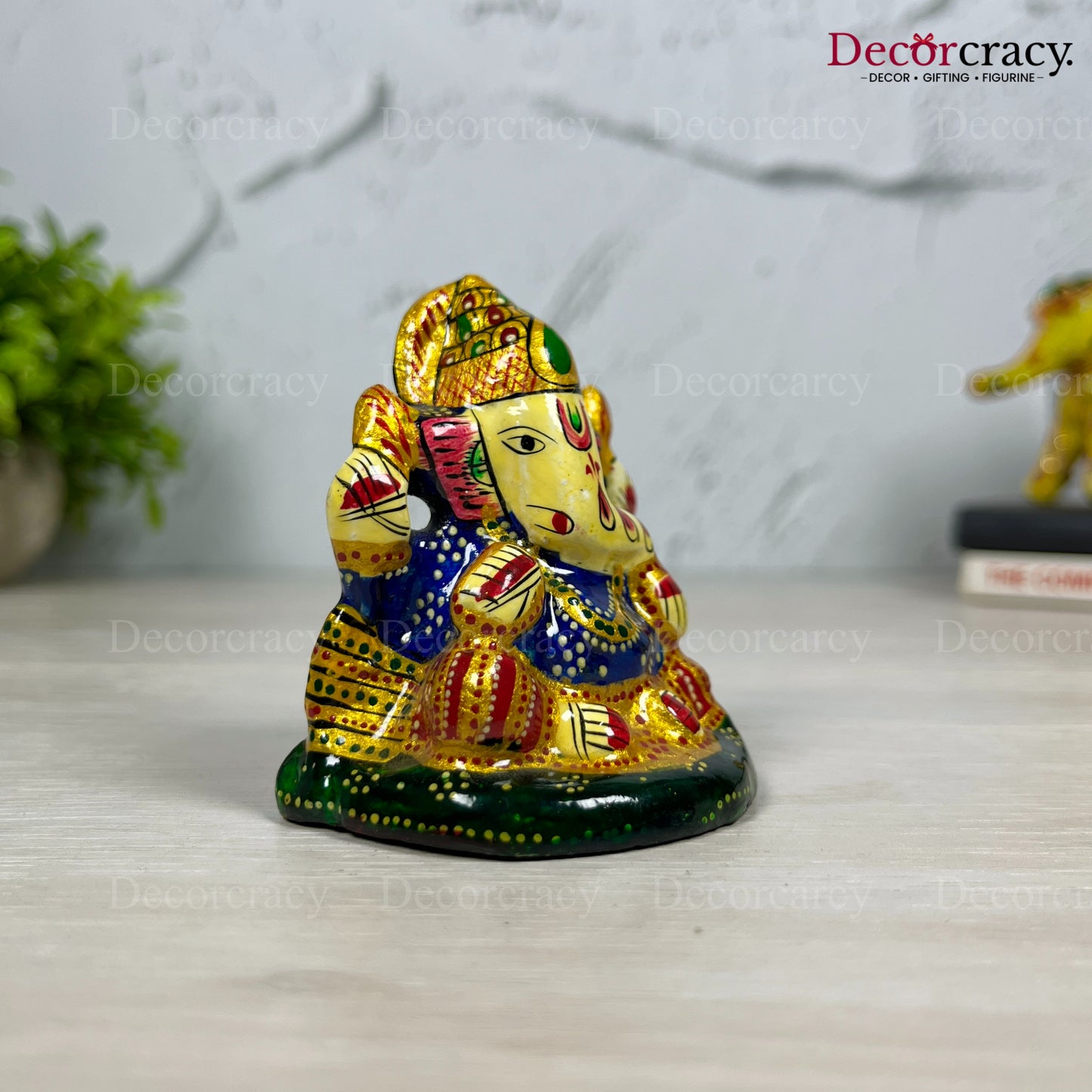 Ganesh Metal Meenakari Art Hand Painted Car Dashboard IdolD7