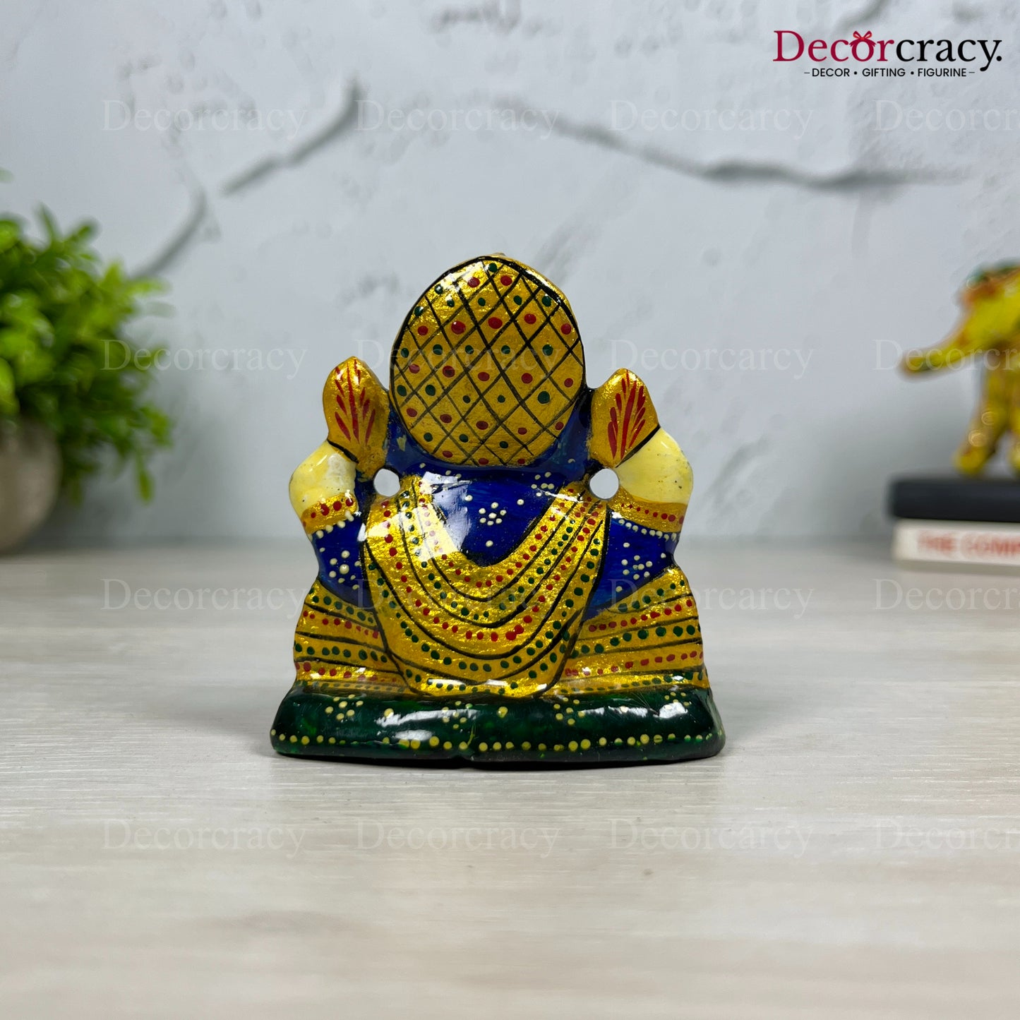 Ganesh Metal Meenakari Art Hand Painted Car Dashboard IdolD7