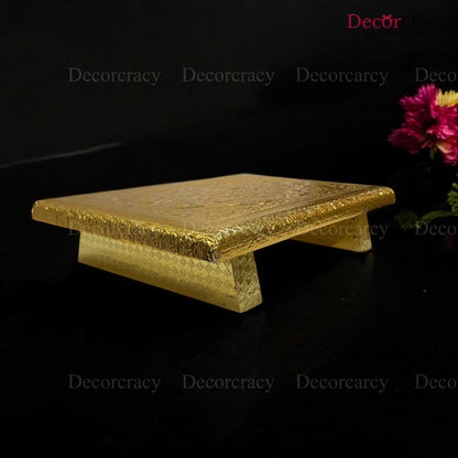 Rajwadi Patla Chowki for Pooja 8*12" Wooden Golden