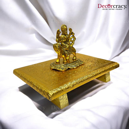 Rajwadi Patla Chowki for Pooja 8*12" Wooden Golden