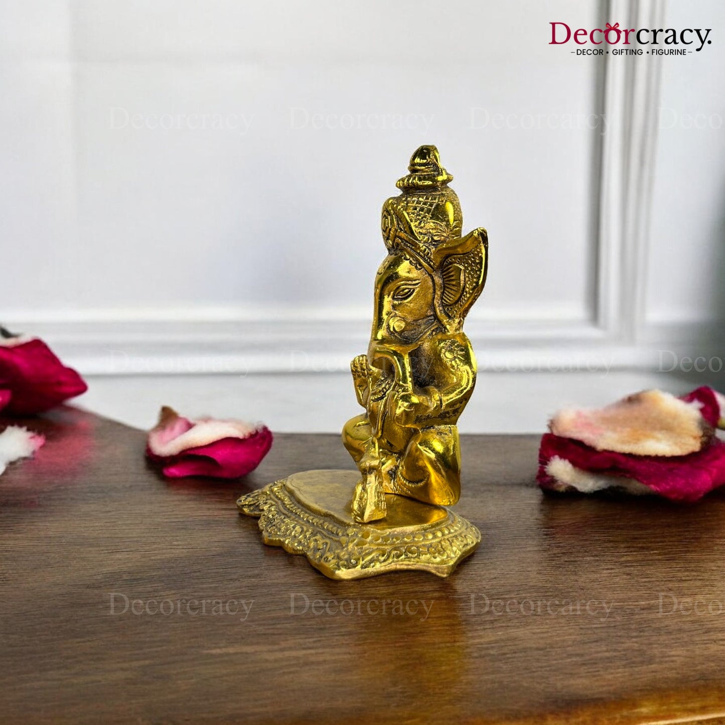 Shree Ganesh Idol Mooshak Metal golden