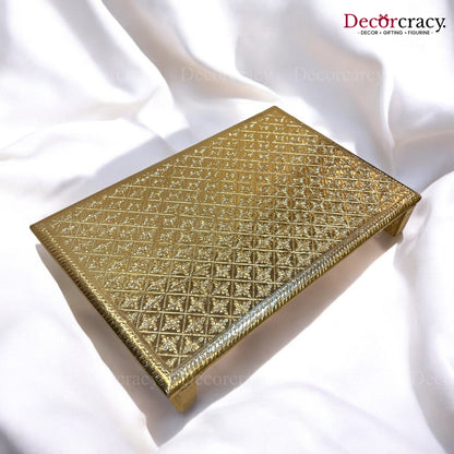 Rajwadi Patla Chowki for Pooja 10*15" Wooden Golden
