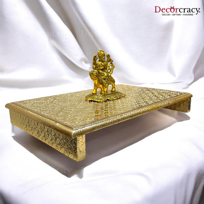 Rajwadi Patla Chowki for Pooja 12*18" Wooden Golden
